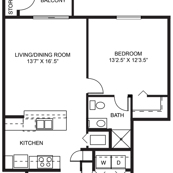Thumbnail 2 of 14 2 Bedroom 2D Floor Plan at The Grove Apartment Homes, Lincoln, NE 68512