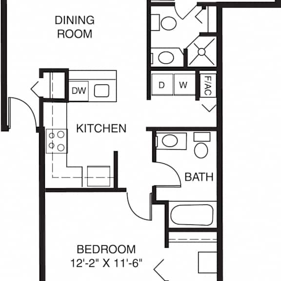 Thumbnail 2 of 14 Two bedroom two bath GR floor plan at Gull Prairie/Gull Run Apartments and Townhomes, Kalamazoo, 49048