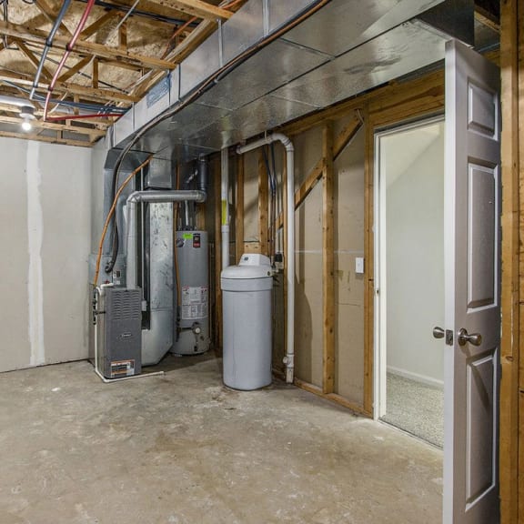 Thumbnail 26 of 28 basement with unfinished storage at Gull Prairie/Gull Run Apartments and Townhomes, Kalamazoo, Michigan