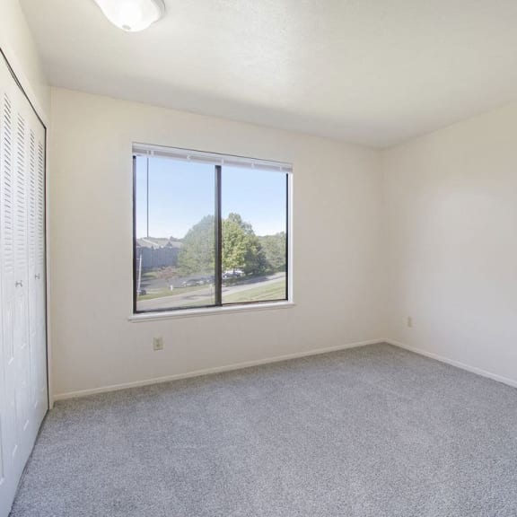 Thumbnail 12 of 14 master bedroom with a large window and plush carpet at Gull Prairie/Gull Run Apartments and Townhomes, Michigan