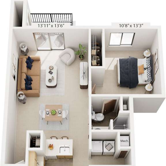 Thumbnail 1 of 14 Two Bedroom Two Bath GR 3D Floorplan at Gull Prairie/Gull Run Apartments and Townhomes, Kalamazoo