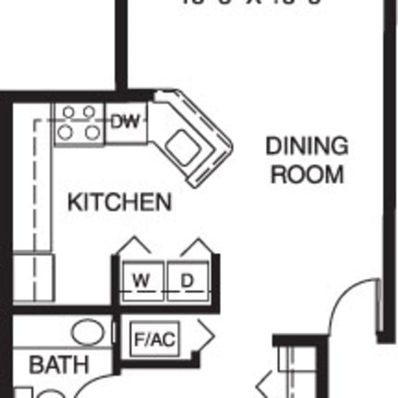 Thumbnail 2 of 16 One bedroom floor plan at Glenn Valley Apartments, Battle Creek, Michigan
