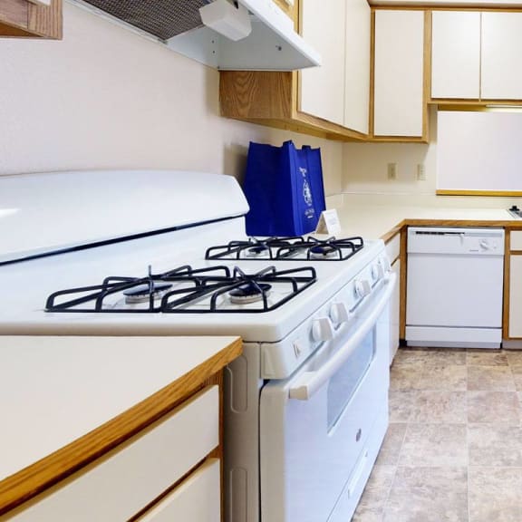 Thumbnail 9 of 15 a kitchen with a stove and a refrigerator at Hampton Lakes Apartments in Walker, MI 49534