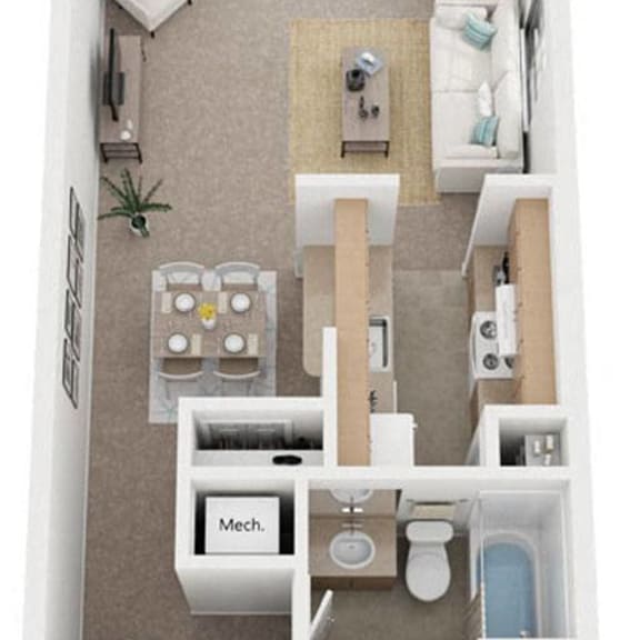 Thumbnail 1 of 14 One Bedroom Floor Plan at Hampton Lakes Apartments, Michigan, 49534
