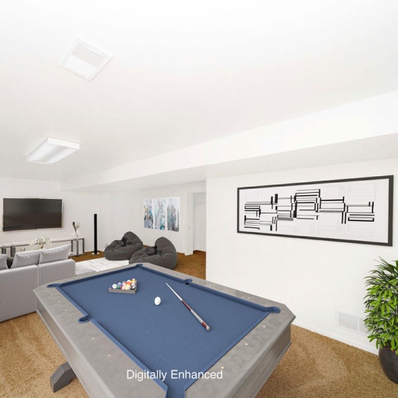 Thumbnail 15 of 15 basement recreation room with a pool table at Foxwood and The Hermitage, Portage, MI, 49024