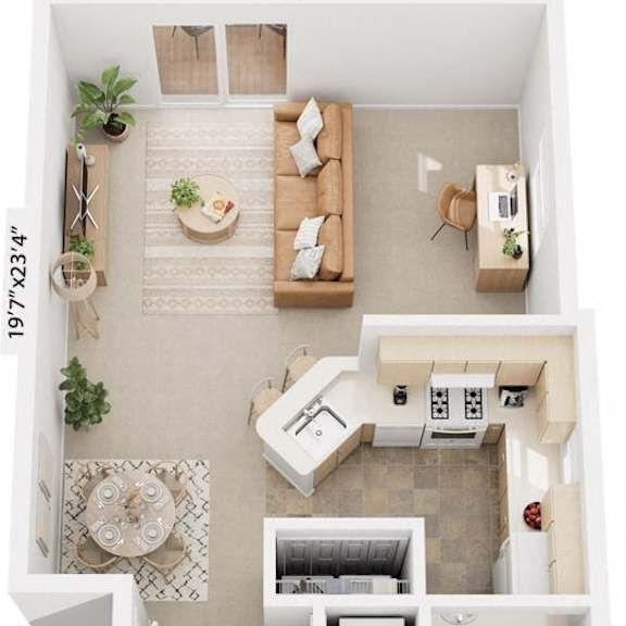Thumbnail 1 of 12 One Bedroom One Bath End Floorplan at Hunters Pond Apartment Homes, Champaign, Illinois