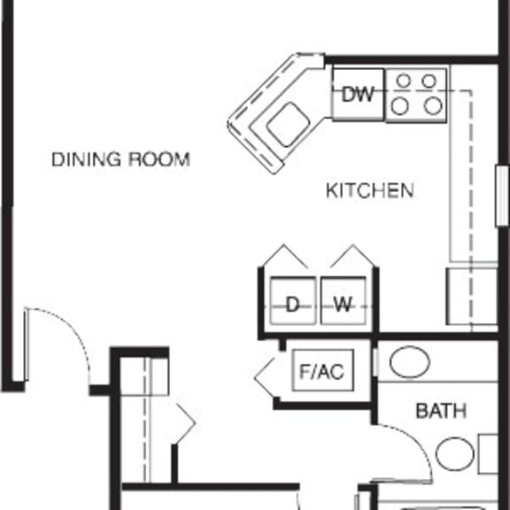 Thumbnail 2 of 7 One bedroom end 2D floor plan at Hurwich Farms Apartments, South Bend