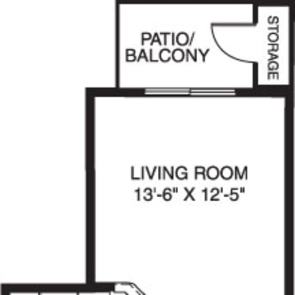 Thumbnail 2 of 9 One bedroom 2D floor plan at Indian Lakes Apartments, Mishawaka
