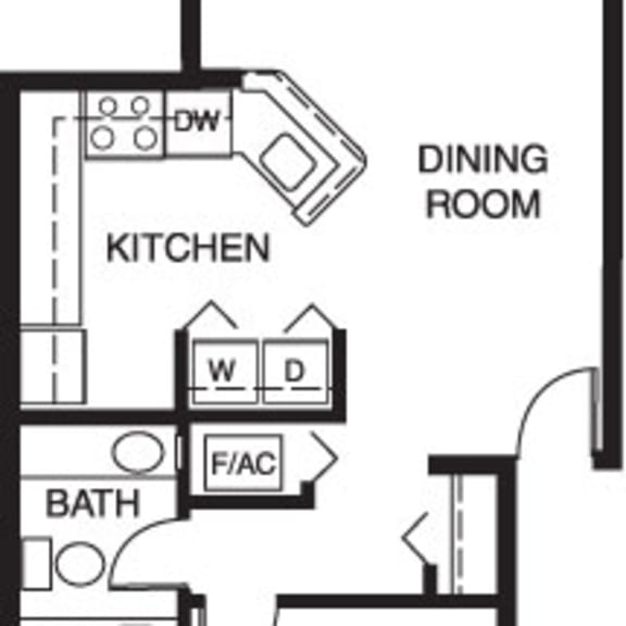 Thumbnail 2 of 8 One bedroom modified 2D floor plan at Indian Lakes Apartments, Mishawaka