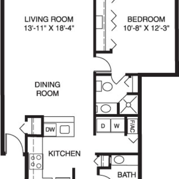 Thumbnail 2 of 13 Two bedroom two bath 2D floor plan at Indian Lakes Apartments, Mishawaka