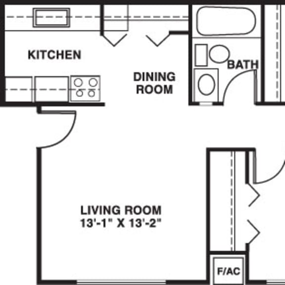 Thumbnail 2 of 10 Two bedroom standard 2D floor plan at Irish Hills Apartments, South Bend, Indiana
