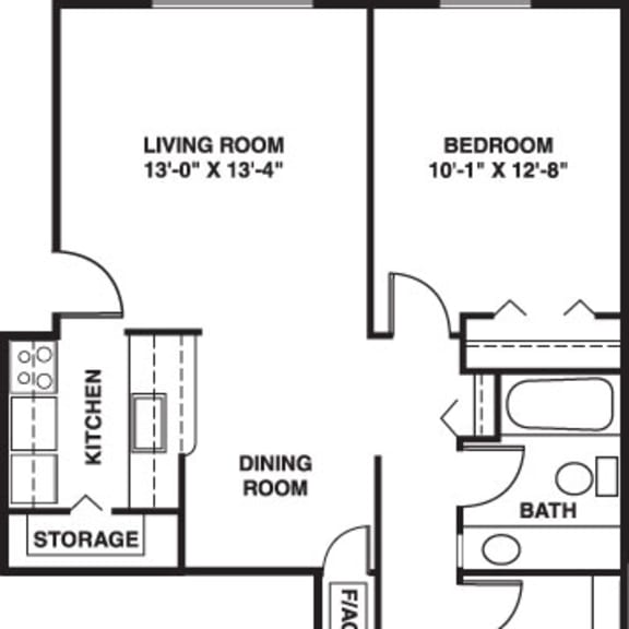 Thumbnail 2 of 6 Two bedroom walk thru 2D floor plan at Irish Hills Apartments, South Bend, Indiana