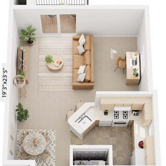 Thumbnail 1 of 8 One Bedroom End Floor Plan at Liberty Mills Apartments, Fort Wayne