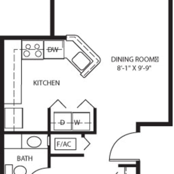 Thumbnail 2 of 10 One bedroom 2D floor plan at Liberty Mills Apartments, Fort Wayne, Indiana