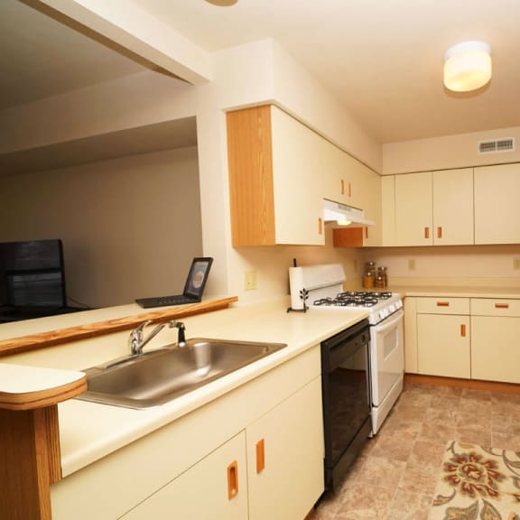 Thumbnail 6 of 10 large kitchen with washer and dryer at Liberty Mills Apartments, Indiana, 46804