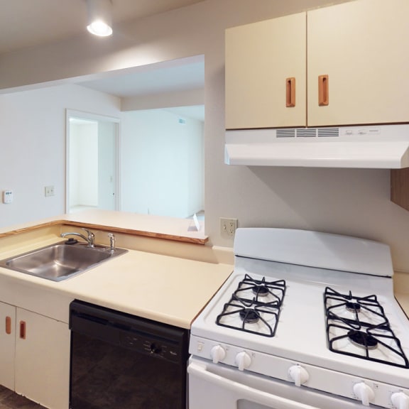 Thumbnail 6 of 12 an empty kitchen with a stove and a sink