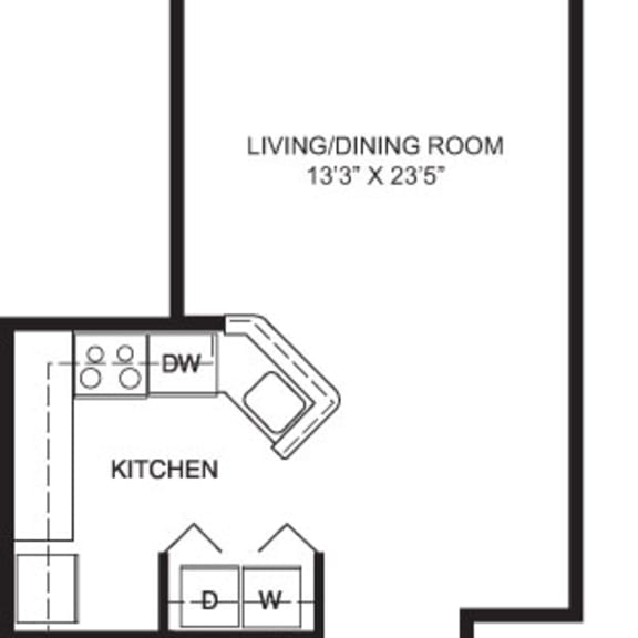 Thumbnail 2 of 10 One bedroom 2D floor plan at Limestone Creek Apartment Homes, Alabama