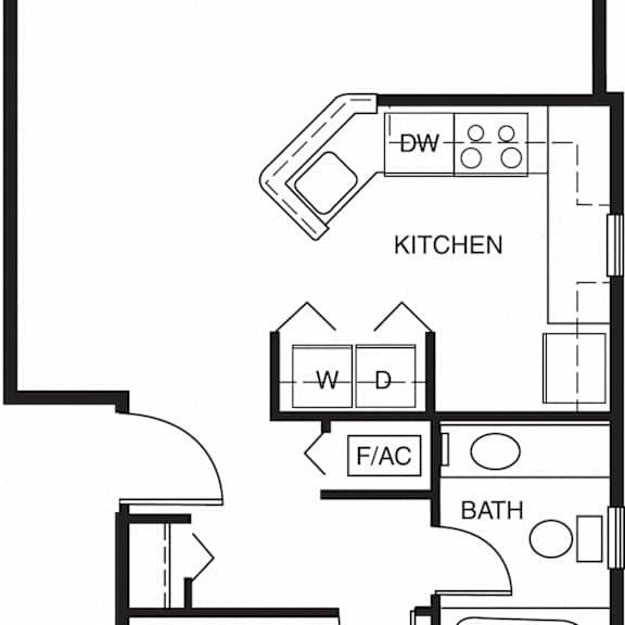 Thumbnail 2 of 8 One bedroom end 2D floor plan at Limestone Creek Apartment Homes, Alabama