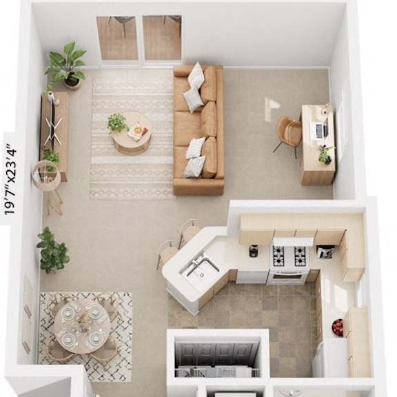 Thumbnail 1 of 8 One Bedroom End Floor Plan at Limestone Creek Apartment Homes, Alabama