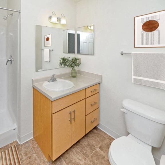 Thumbnail 13 of 13 a bathroom with a shower toilet and sink