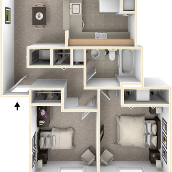 Thumbnail 1 of 6 2 Bed 1 Bath Two Bedroom Luxury Floor Plan at Swiss Valley Apartments, Michigan, 49509