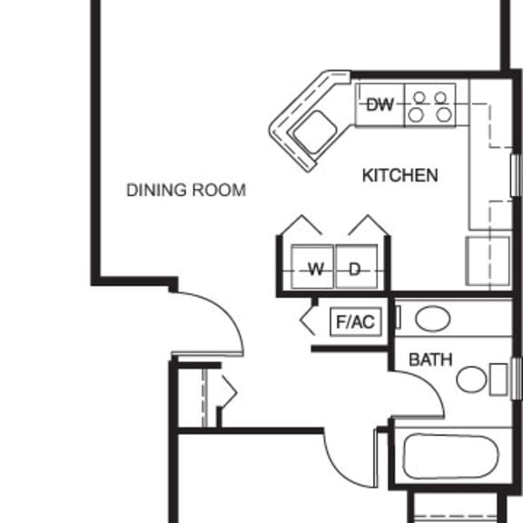 Thumbnail 2 of 15 One bedroom end 2D floor plan  at Lynbrook Apartment Homes and Townhomes, Elkhorn, NE, 68022