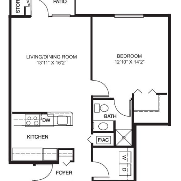 Thumbnail 2 of 12 Two bedroom 2D floor plan  at Lynbrook Apartment Homes and Townhomes, Elkhorn, NE, 68022