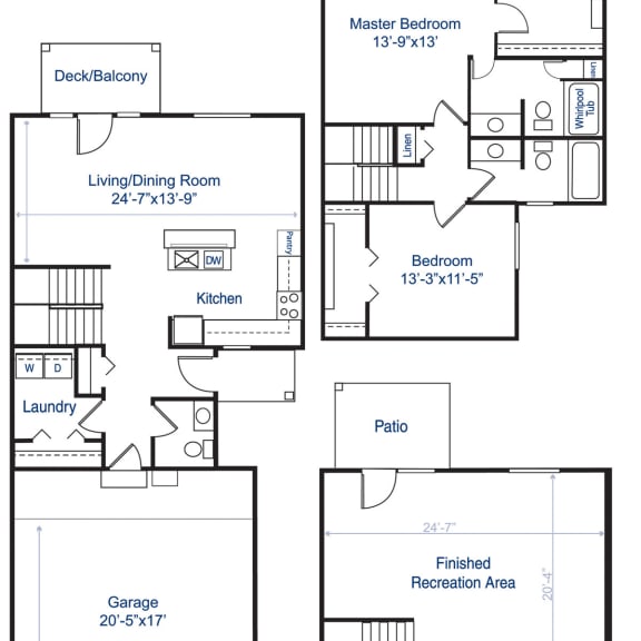 Thumbnail 2 of 15 Two bedroom two story 2D floor plan  at Lynbrook Apartment Homes and Townhomes, Elkhorn, NE, 68022