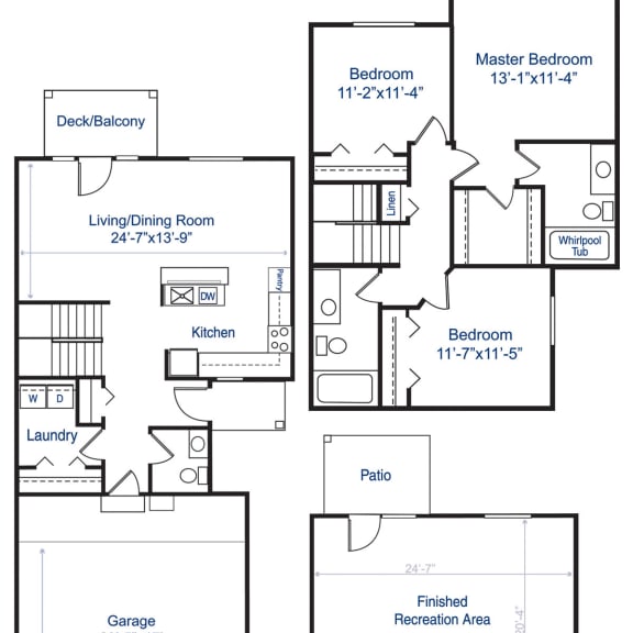 Thumbnail 2 of 15 Three bedroom two story 2D floor plan  at Lynbrook Apartment Homes and Townhomes, Elkhorn, NE, 68022