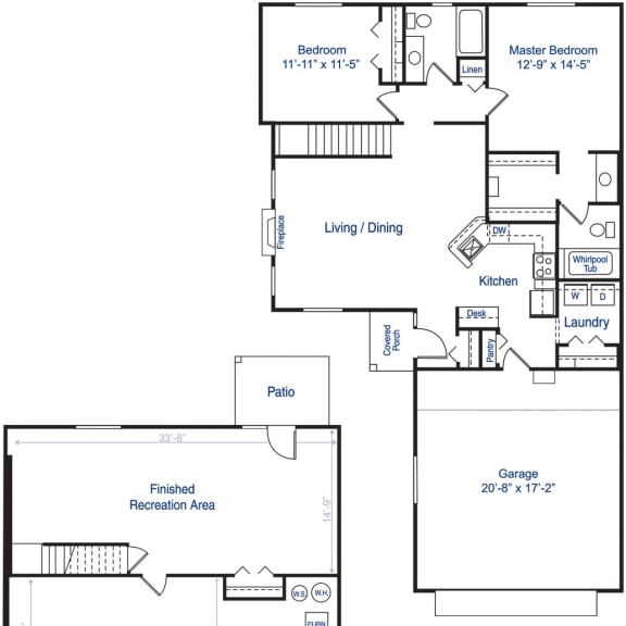 Thumbnail 2 of 11 Two bedroom ranch 2D floor plan  at Lynbrook Apartment Homes and Townhomes, Elkhorn, NE, 68022