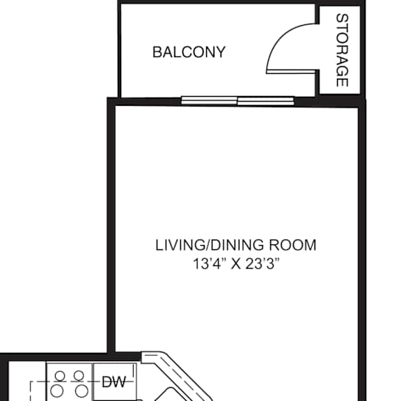 Thumbnail 2 of 8 One bedroom 2D floor plan  at Lynbrook Apartment Homes and Townhomes, Elkhorn, NE, 68022