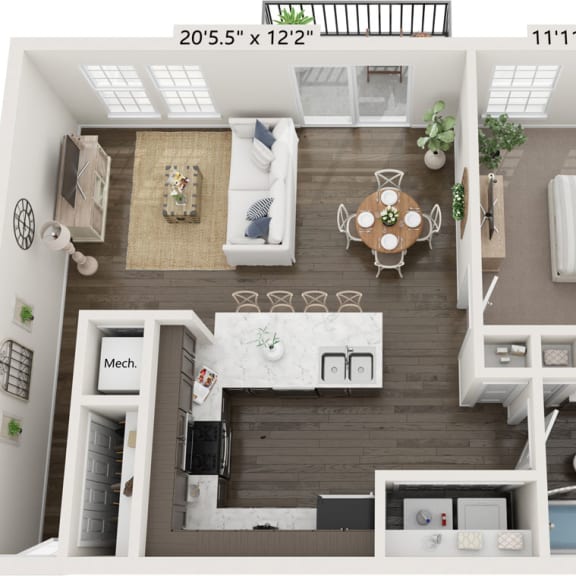 Thumbnail 1 of 11 One Bedroom Aspen floor plan at Meadowbrooke Apartment Homes in Grand Rapids, MI 49512