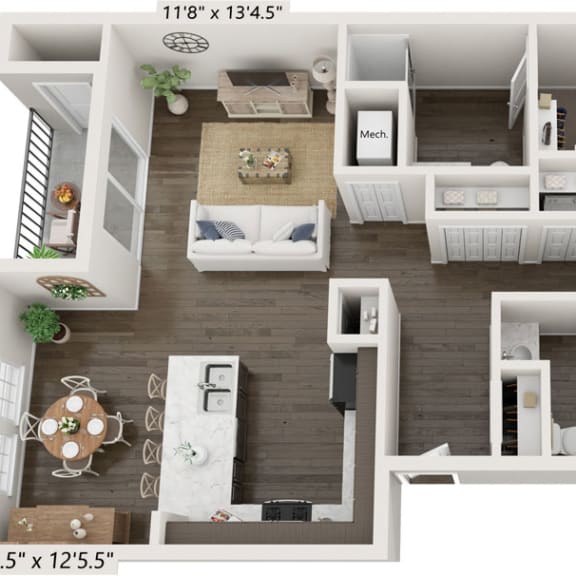 Thumbnail 1 of 11 Two Bedroom Cascade floor plan at Meadowbrooke Apartment Homes in Grand Rapids, MI