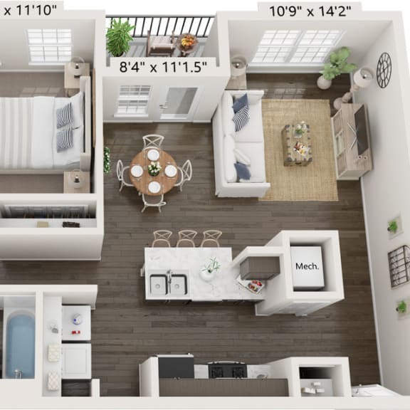 Thumbnail 1 of 9 One Bedroom Dogwood floor plan at Meadowbrooke Apartment Homes in Grand Rapids, MI 49512