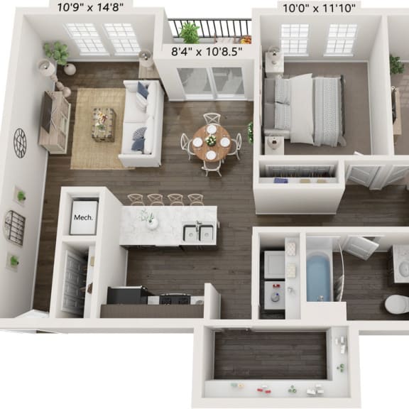 Thumbnail 1 of 10 Two Bedroom Sycamore floor plan at Meadowbrooke Apartment Homes in Grand Rapids, MI 49512