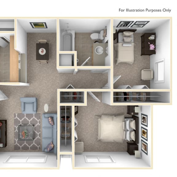Thumbnail 1 of 11 Modified Two Bedroom Floor Plan at West Wind Apartments, Indiana