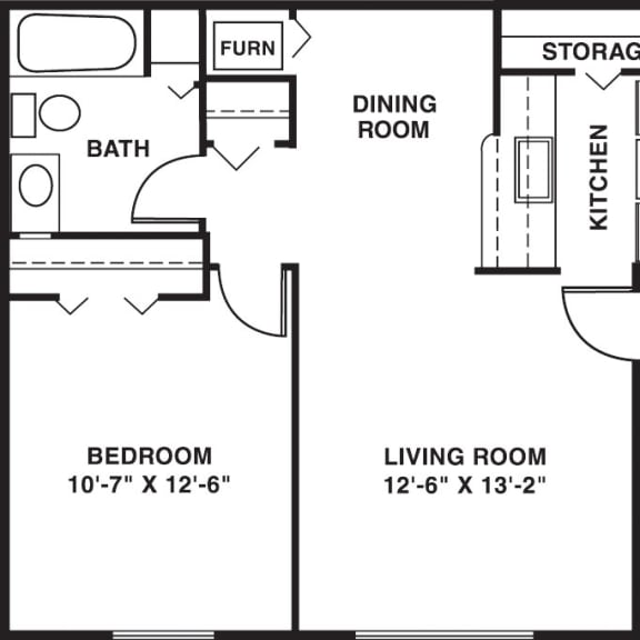 Thumbnail 2 of 9 One bedroom alpine 2D floor plan at Old Monterey Apartments, Missouri, 65807