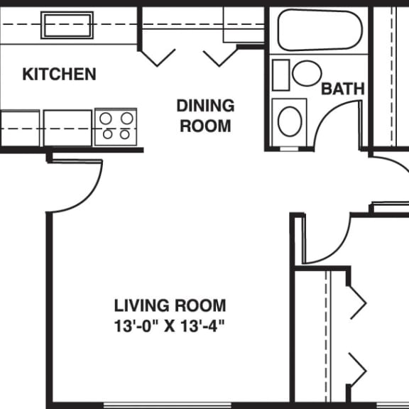 Thumbnail 2 of 11 Two bedroom spanish 2D floor plan at Old Monterey Apartments, Missouri, 65807