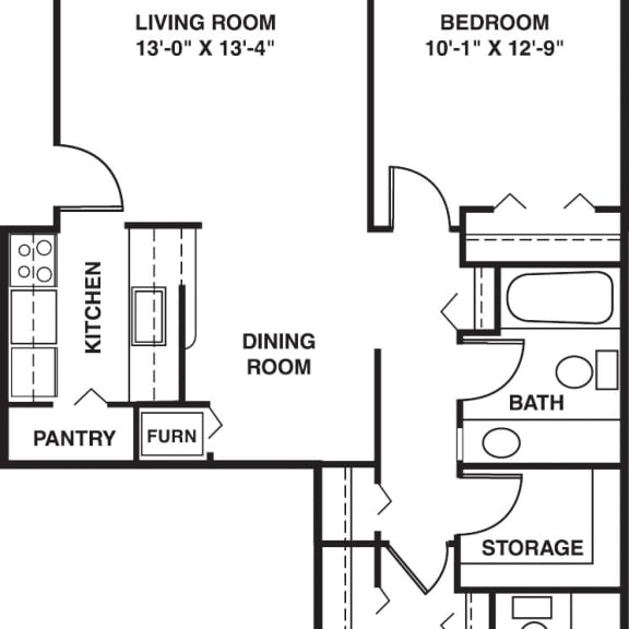 Thumbnail 2 of 5 Two bedroom walk thru 2D floor plan at Old Monterey Apartments, Missouri, 65807