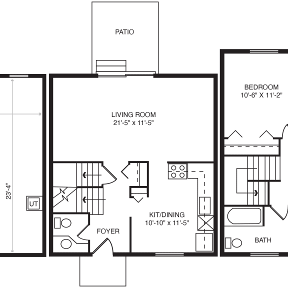 Thumbnail 2 of 13 Three bedroom 2D floor plan at Mount Royal Townhomes, Michigan