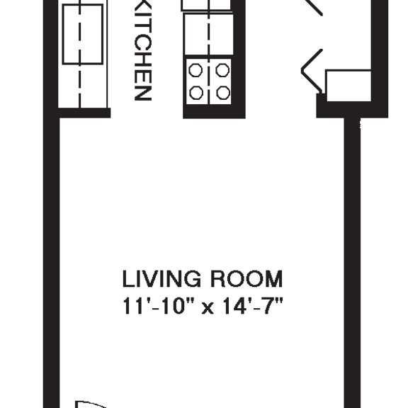 Thumbnail 2 of 11 One bedroom 2D floor Plan at Newport Village Apartments, Portage, MI, 49002
