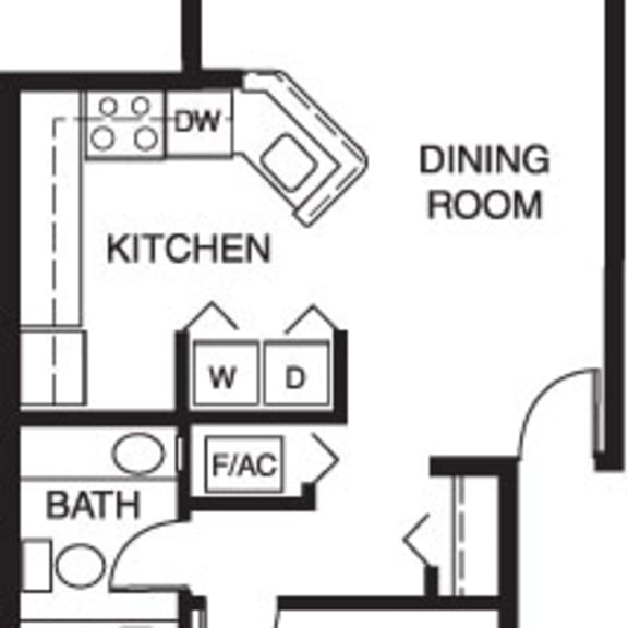 Thumbnail 2 of 14 One bedroom 2D floor plan at North Pointe Apartments, Elkhart, IN, 46514