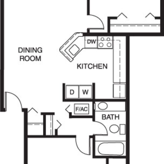 Thumbnail 2 of 7 Two bedroom, one bath 2D floor Plan at North Pointe Apartments, Elkhart, IN, 46514