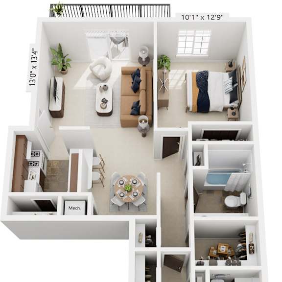 Thumbnail 1 of 5 2 Bed 1.5 Bath Walk-thru 3D Floor Plan at Old Monterey Apartments, Springfield, MO