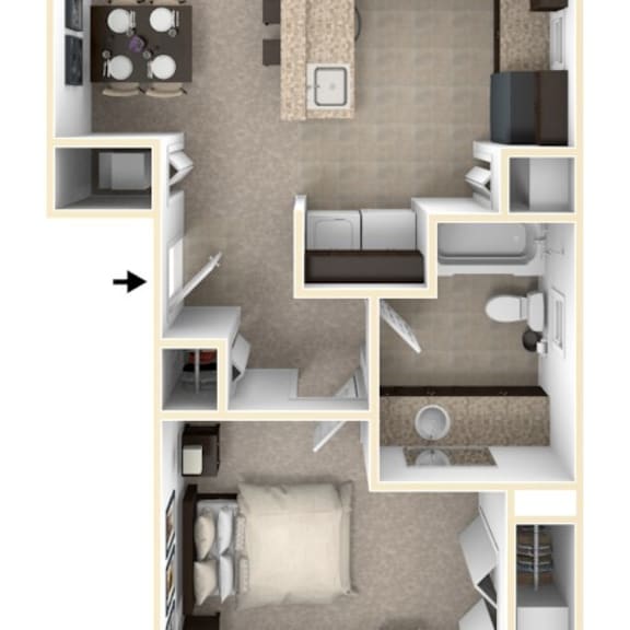 Thumbnail 1 of 9 a stylized drawing of a 3d floor plan of an apartment  at Andover Pointe Apartment Homes, La Vista, 68138
