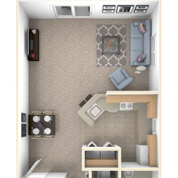 Thumbnail 1 of 11 1 Bed 1 Bath One Bedroom End Floor Plan at Oak Shores Apartments, Oak Creek, Wisconsin
