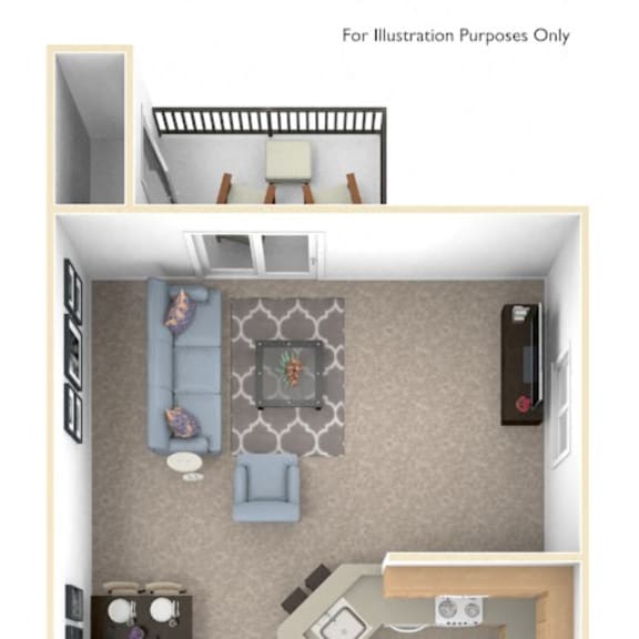 Thumbnail 1 of 13 One Bedroom One Bath End Floorplan at Glenn Valley Apartments, Michigan, 49015