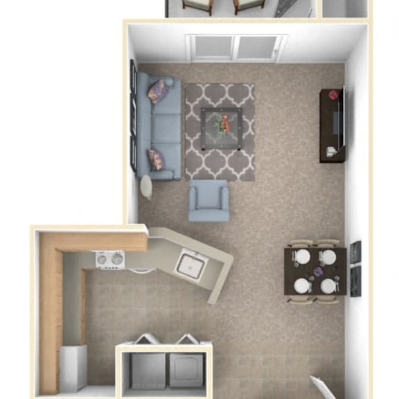 Thumbnail 1 of 10 One Bedroom One Bath Floorplan at Hurwich Farms Apartments, South Bend