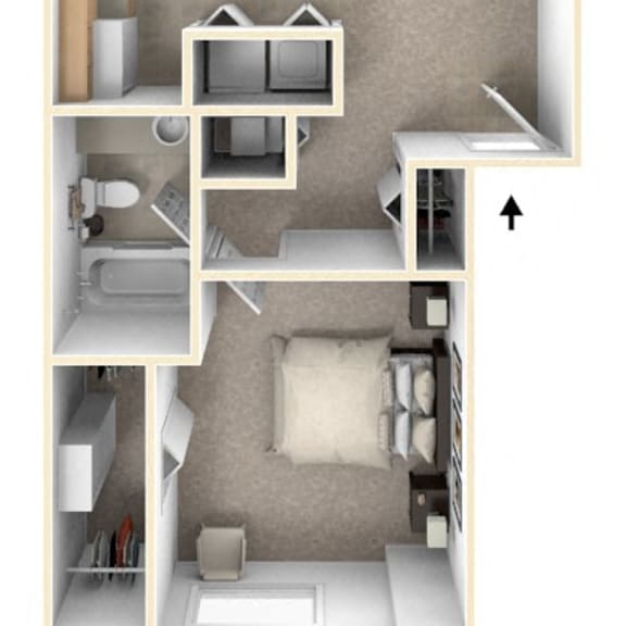 Thumbnail 1 of 9 1 Bed 1 Bath One Bedroom Floor Plan at Oak Shores Apartments, Oak Creek