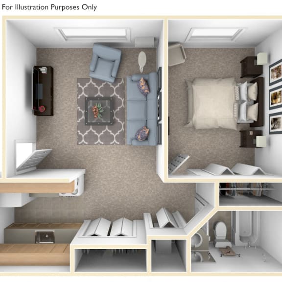 Thumbnail 1 of 11 One Bedroom One Bath Floorplan at Hickory Village Apartments, Indiana